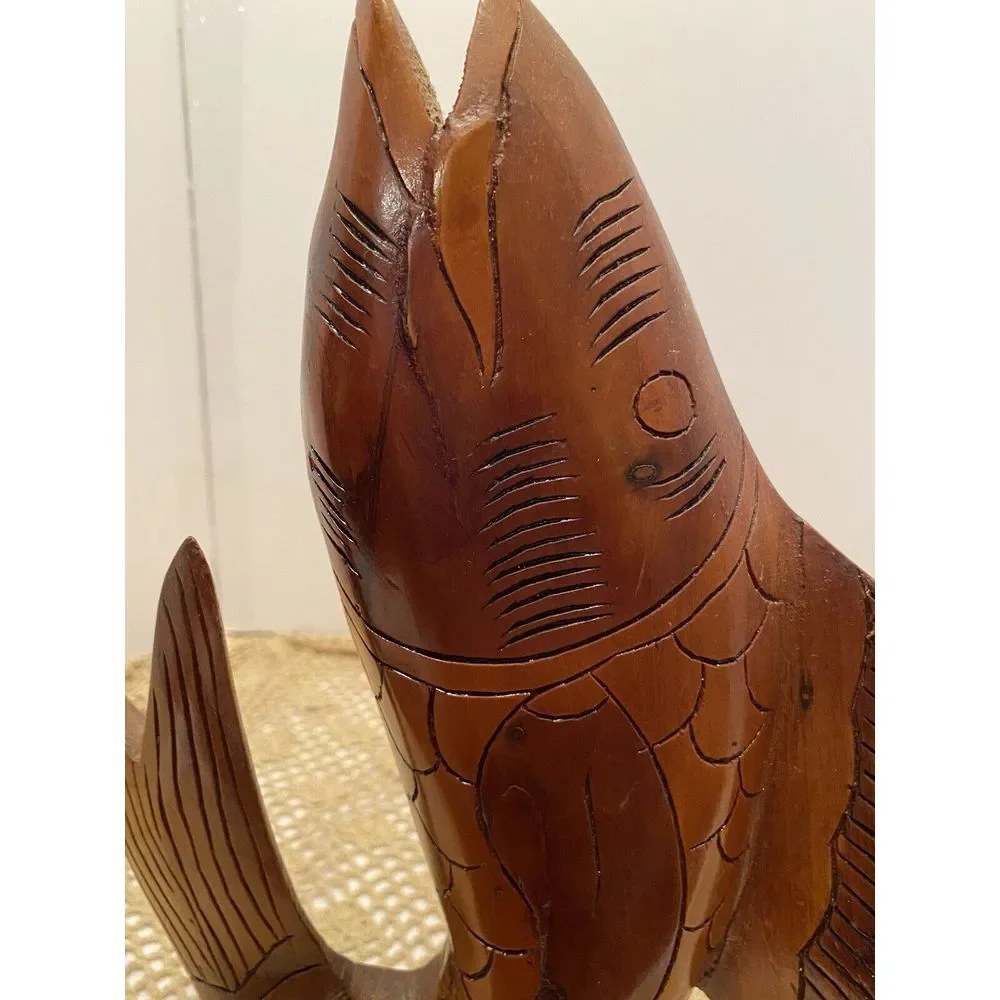 Vintage Hand Carved‎ Wooden Sculptured Fish 13